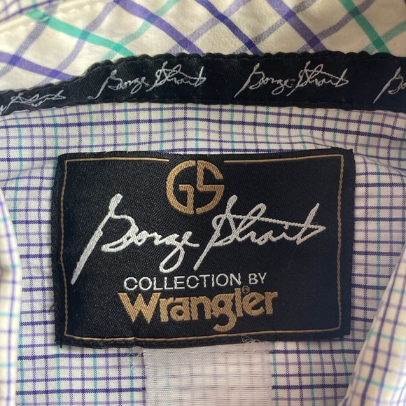 Mens EUC Vtg George Strait Wrangler XXL Western Button Down White Blue Purple - Picture 3 of 8